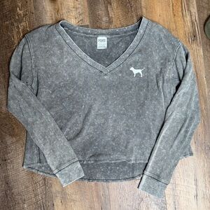 PINK Waffle Knit V-Neck Long Sleeve, Size XS